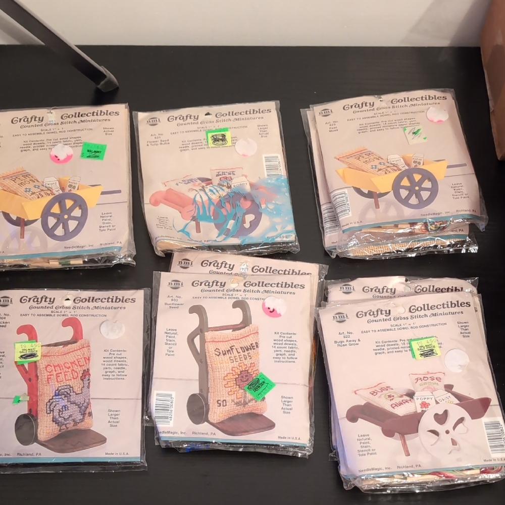 Crafty Collectibles Counted Cross Stitch Miniatures Set Of 9 Plus Extras Vintage